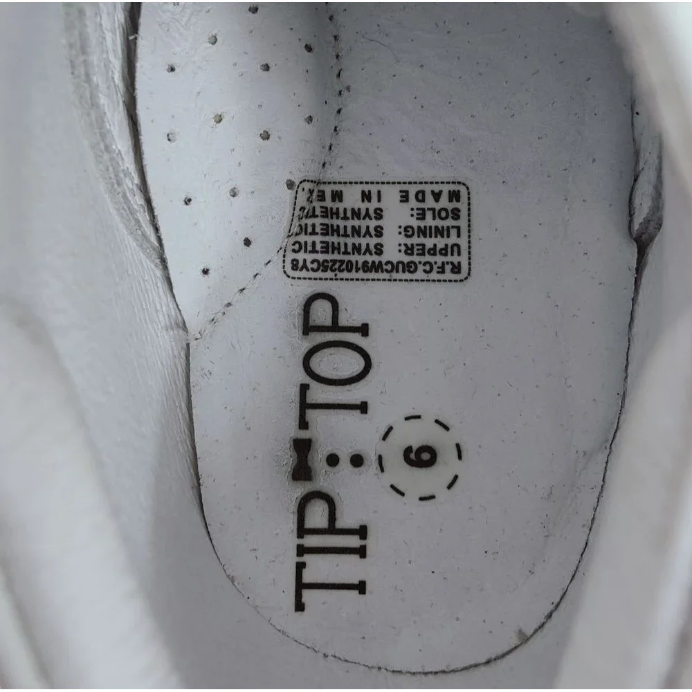 Tip Top White Infant Baby Walker Shoes, Sz 6